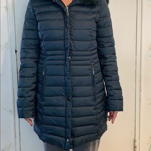 Laundry winter coat with faux fur hood